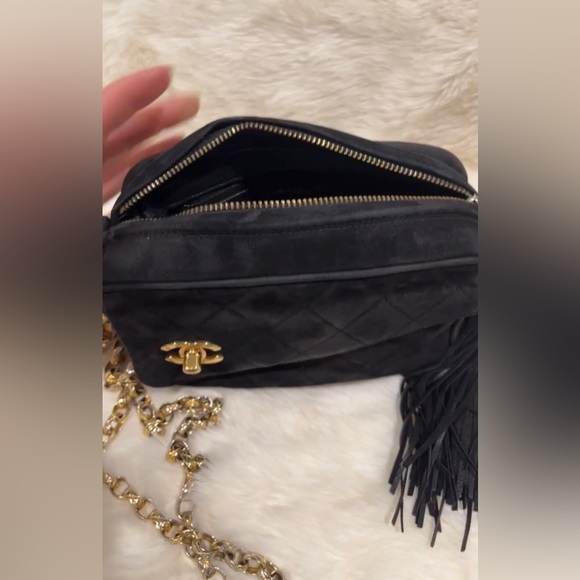 Chanel Black Suede Camera Flap Bag 24k hardware w/COA - Picture 3 of 16